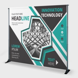8'H x 10'W Backdrop Stand With Custom Printed Banner